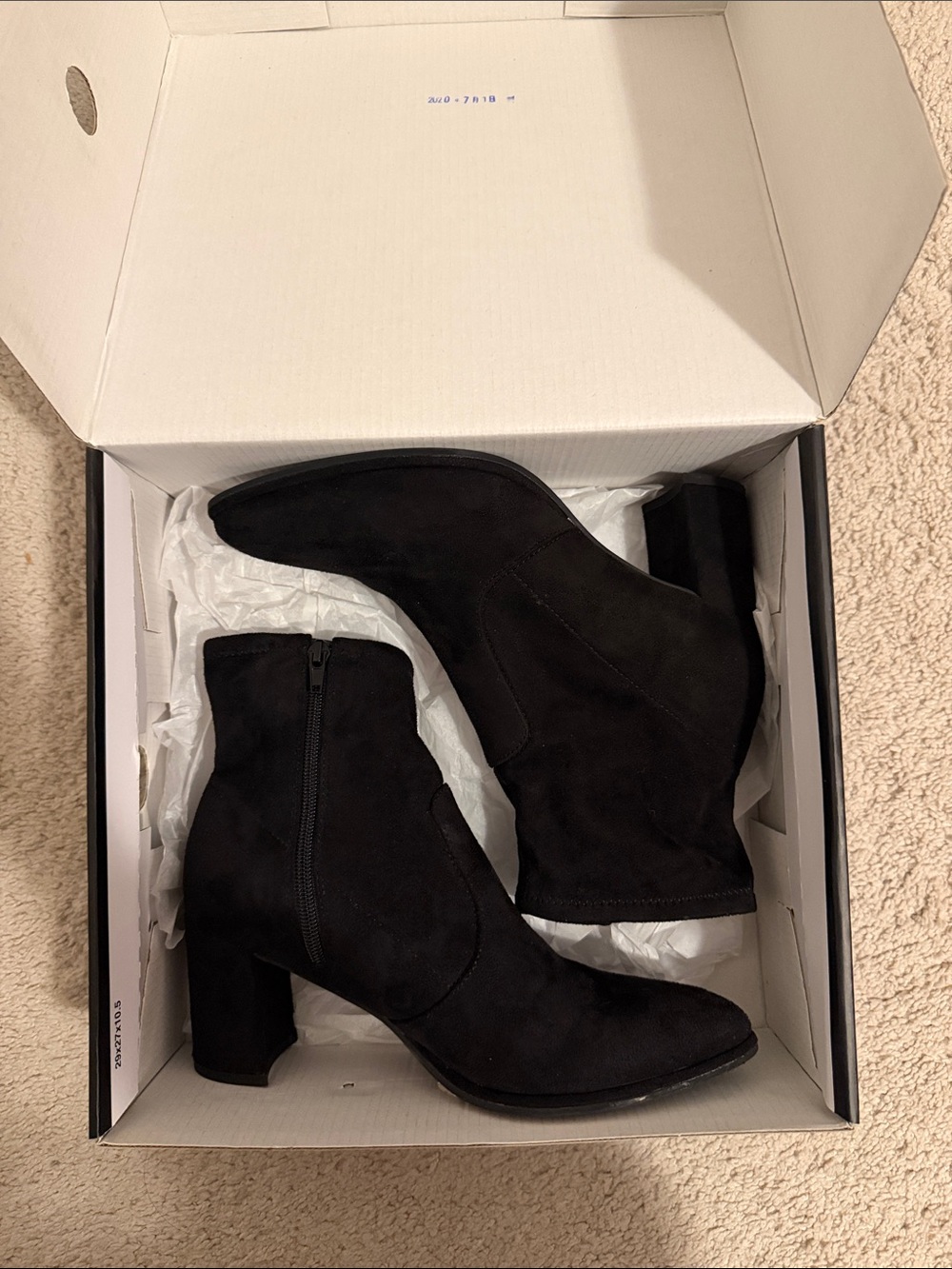 Nine West Black Suede Ankle Booties with Block Heel